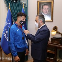 Avrupa üçüncüsü Ergen’den Başkan Aktaş’a ziyaret 