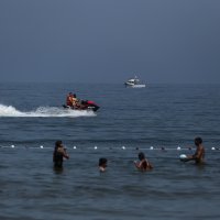 Mavi bayraklı plajda jet skili tatbikat 