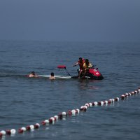 Mavi bayraklı plajda jet skili tatbikat 