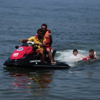Mavi bayraklı plajda jet skili tatbikat 