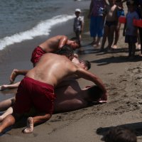 Mavi bayraklı plajda jet skili tatbikat 