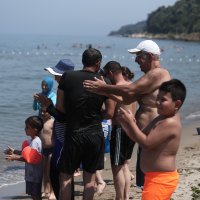 Mavi bayraklı plajda jet skili tatbikat 