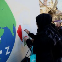 Boya fırçalarıyla Gazze'ye dikkat çektiler 