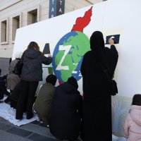 Boya fırçalarıyla Gazze'ye dikkat çektiler 