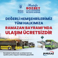 Bursa’da bayram boyunca ulaşım ücretsiz 