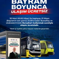 Bursa’da bayram boyunca ulaşım ücretsiz 