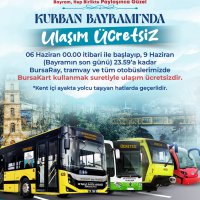 Bursa’da Kurban Bayramı boyunca ulaşım ücretsiz 