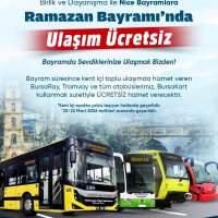 Bursa’da bayram boyunca ulaşım ücretsiz 