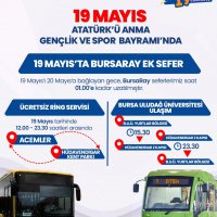 Bursa’da 19 Mayıs’ta ulaşım ücretsiz 